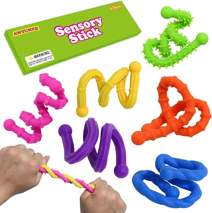 6 Pack Sensory Stick,Fidget Toys,Textured Calming Sensory Toys for Autism Kids, Anxiety Relief for Activities Essential,Stimulating & Addictive Toys for Kids Students