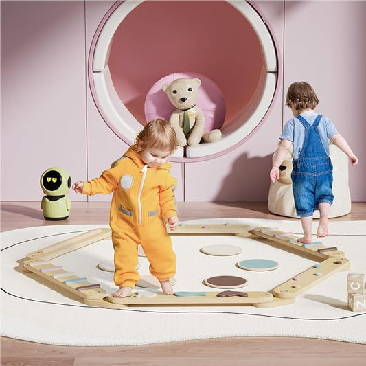 BlueWood Balance Beam for Kids 3-5, Toddler Sensory Wooden Toys and Stepping Stones, Build Coordination Gymnastics Obstacle Motor Skill for Kid