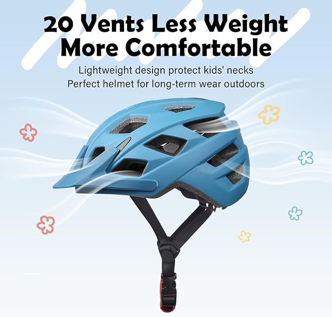 Kids Bike Helmet, 2 Size Adjustable for Youth Toddler Boys & Girls 3-5-8-10-12-14 Years, Child Helmets with Visor for Skating Cycling Scooter