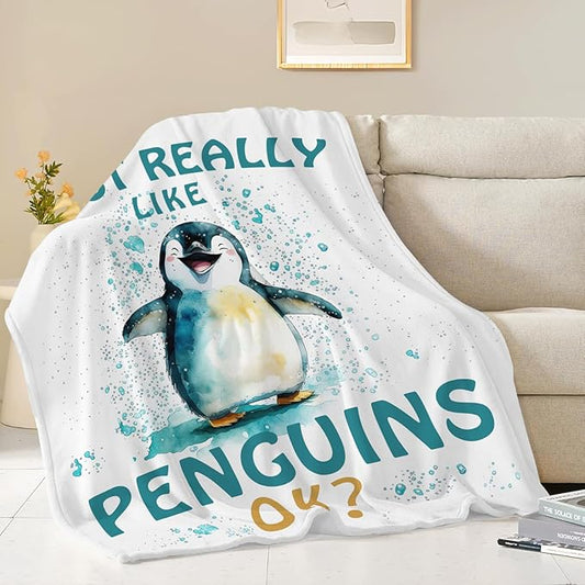Penguin Blanket Cute Penguin Throw Blanket Gifts for Kids Girls Boys Adults Women Men Super Soft Cozy Plush Fluffy Fuzzy Fleece Blanket Decor 50''X60''