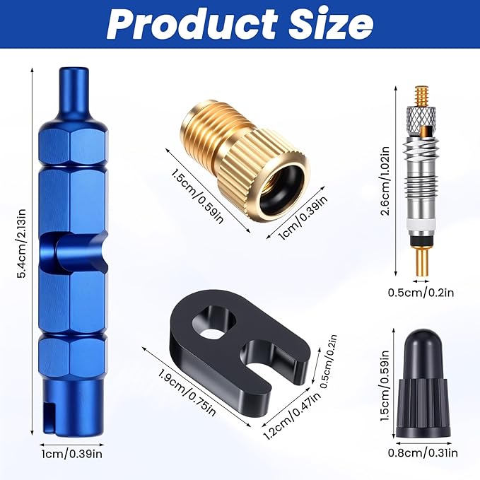 Presta Valve Core Removal Tool with Valve Core Cover Brass Screws Plastic Buckle & Installation Tools for Bike Tire Tubeless Road MTB Tires