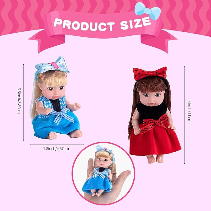 6 Pack 4 Inch Mini Fashion Doll Collection - 6 Unique Stylable Hair Dolls with Rotatable Limbs & Cute Outfits | Collectible Toy Gift for Kids