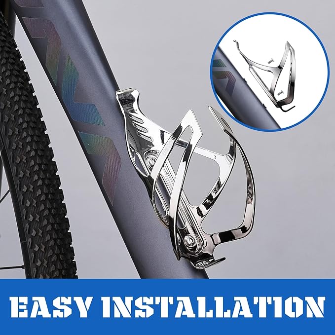 Corki Cycles Bike Water Bottle Holder Aluminum Alloy, Universal Bike Water Bottle Cage for Road, Mountain and Gravel Bikes - 2 Pack - Black&Silver