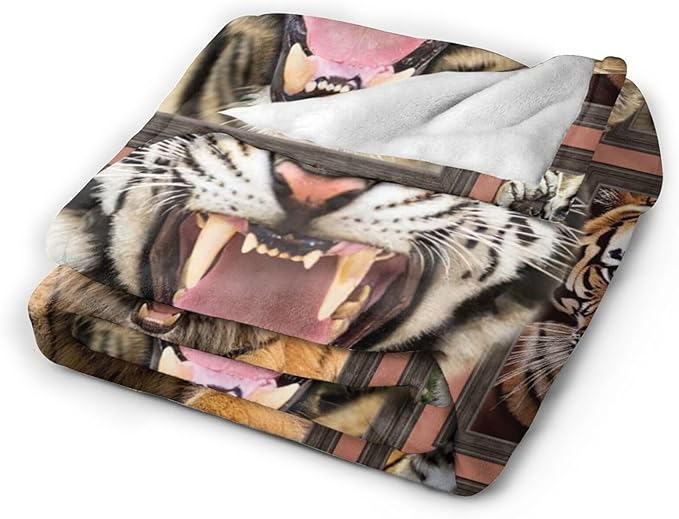 Tiger Blanket Fleece Soft Warm Plush Wild Animal Throw Blanket Lightweight Plush Fuzzy Cozy Mexican Tigers Blankets for Lover Kids Adult Suitable for Couch Sofa Bed 80"X60"