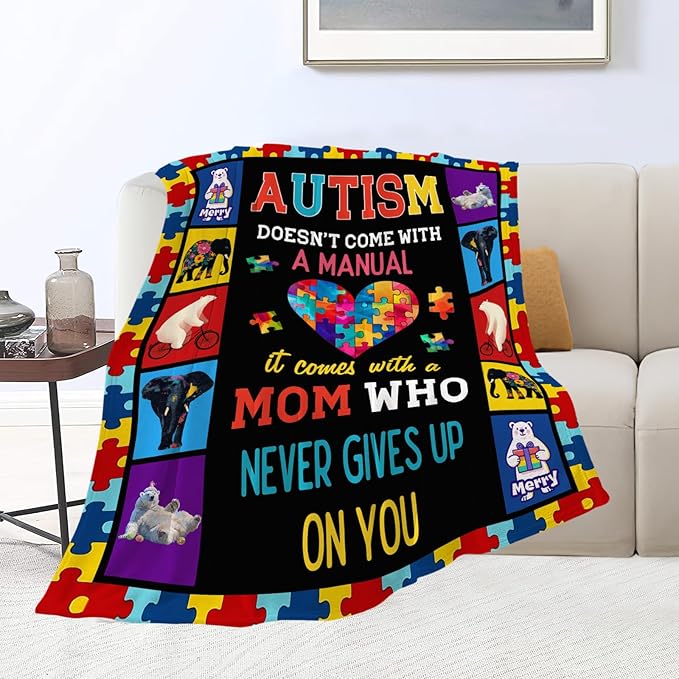 Autism Blanket Autism Awareness Throw Blankets Gifts for Girls Boys Kids Soft Cozy Fleece Plush for Couch Sofa Bed 60"x50"