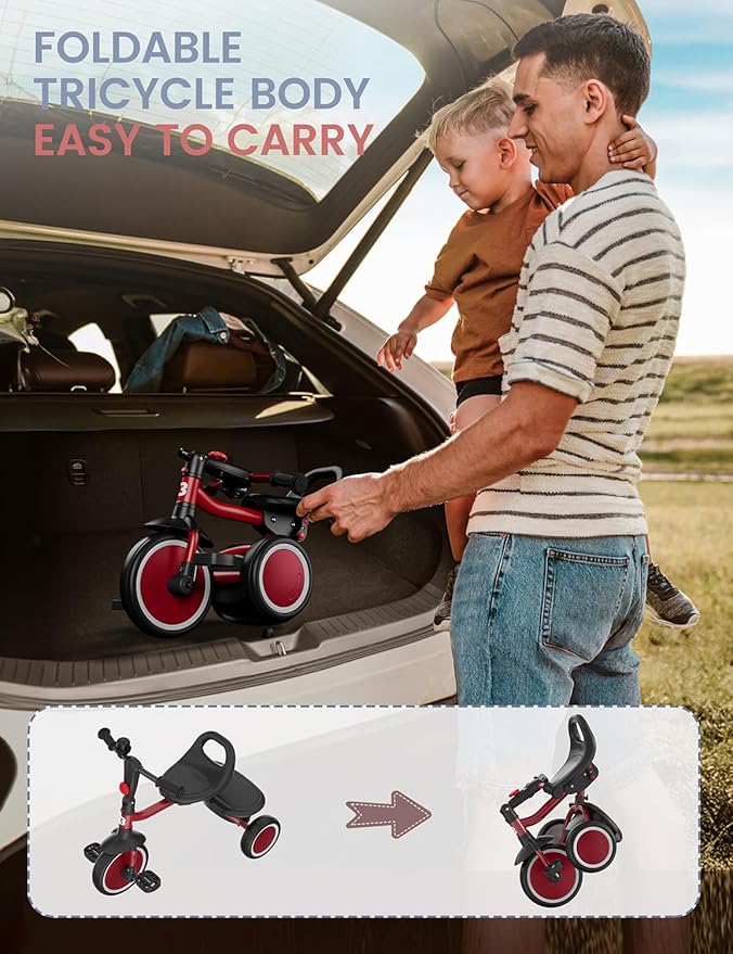 besrey Toddler Tricycle with Bell, Kids Tricycle Age 18 Months to 5 Years, Kids Trike, Toddler Bike for 1.5-5 Year Olds, Baby Trike, Gifts & Toys for Boys & Girls, Red