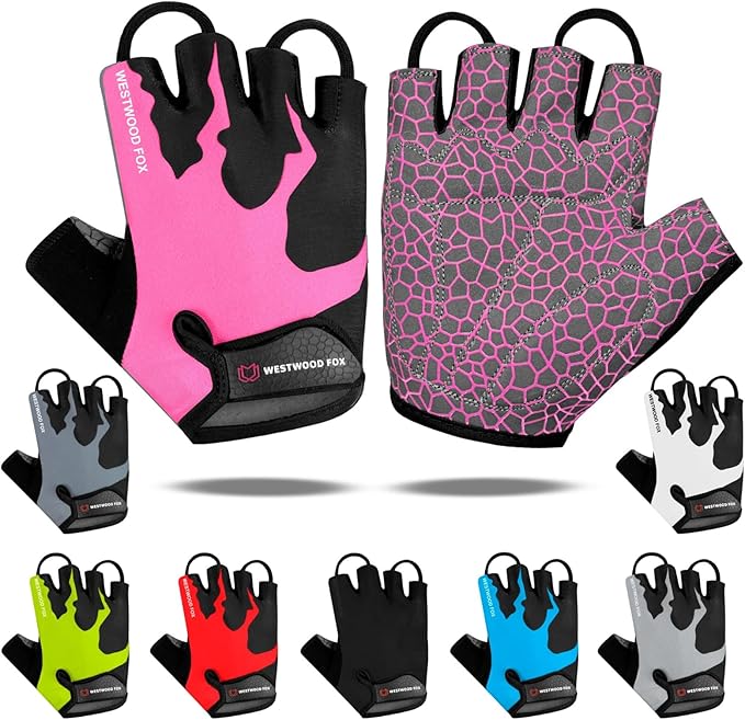 Cycling Gloves Half Finger Unisex Padded Grips Palm Bicycle Summer MTB Bike Gloves for Men Women Non-Slip Fingerless Short Mountain Bike Sports Hiking Climbing Gym