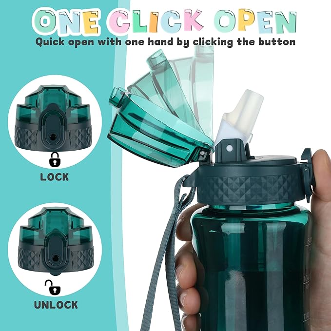 OLDLEY 12oz Kids Water Bottle for school Girls Boys, Motivational Water Bottles With Silicone Straw, Leak-Proof Tritan BPA-Free, Reusable water bottles for kids, Trout Green