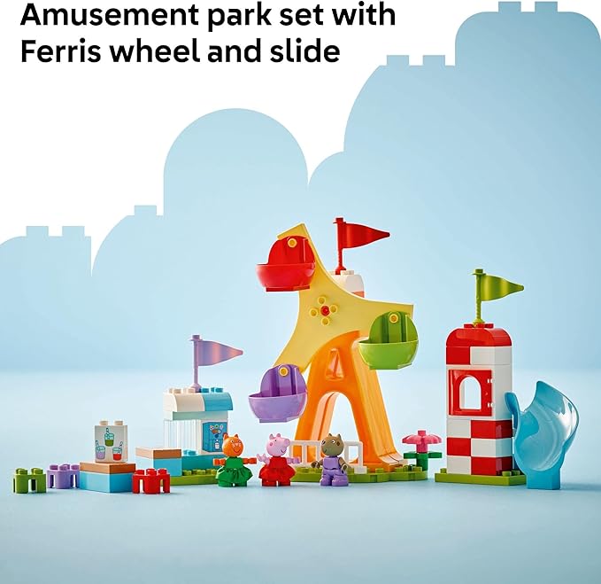 LEGO DUPLO Peppa Pig Funfair Toddler Toy - Sensory Toy Featuring Peppa Pig - Fun Gift for 2+ Year Old Boy or Girl - Helps Preschoolers Develop Color Sorting and Fine Motor Skills - 10453