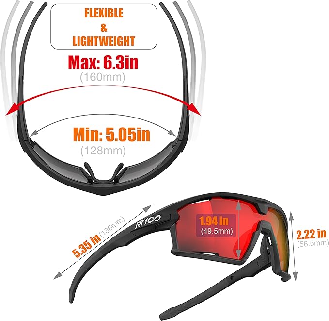 RIDE YOUR WAY Professional wrap around Frameless Cycling Sunglasses for Men and Women