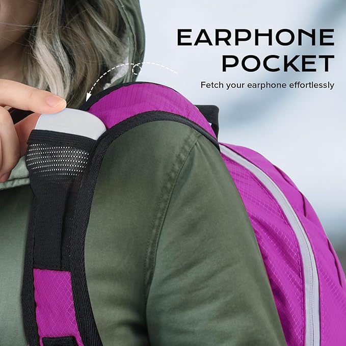 15L Water-resistant Hiking Daypack, Small Backpack Travel Outdoor, Lightweight Day Pack with Tool Loops