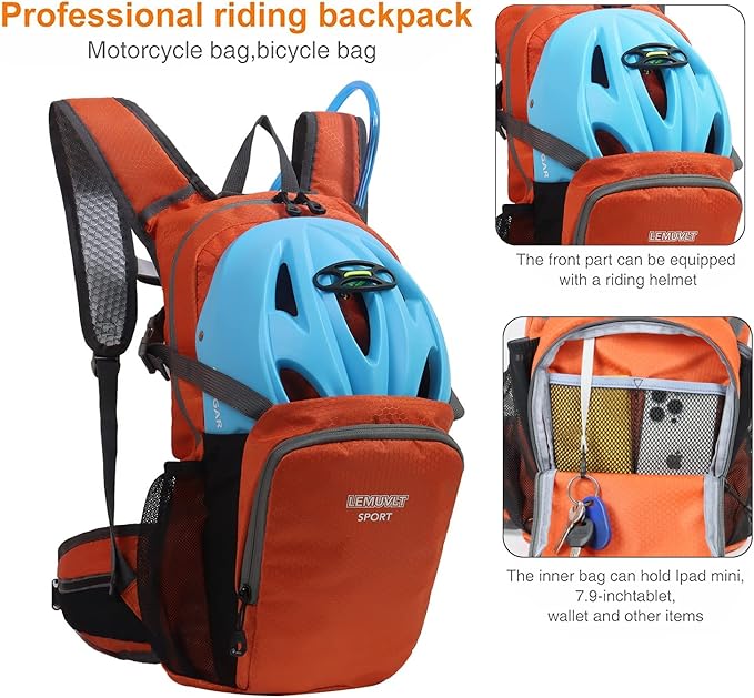 Hiking Daypack Waterproof Biking Backpack 15L Lightweight Durable Backpack for Ski Snowboarding Running MTB Cycling