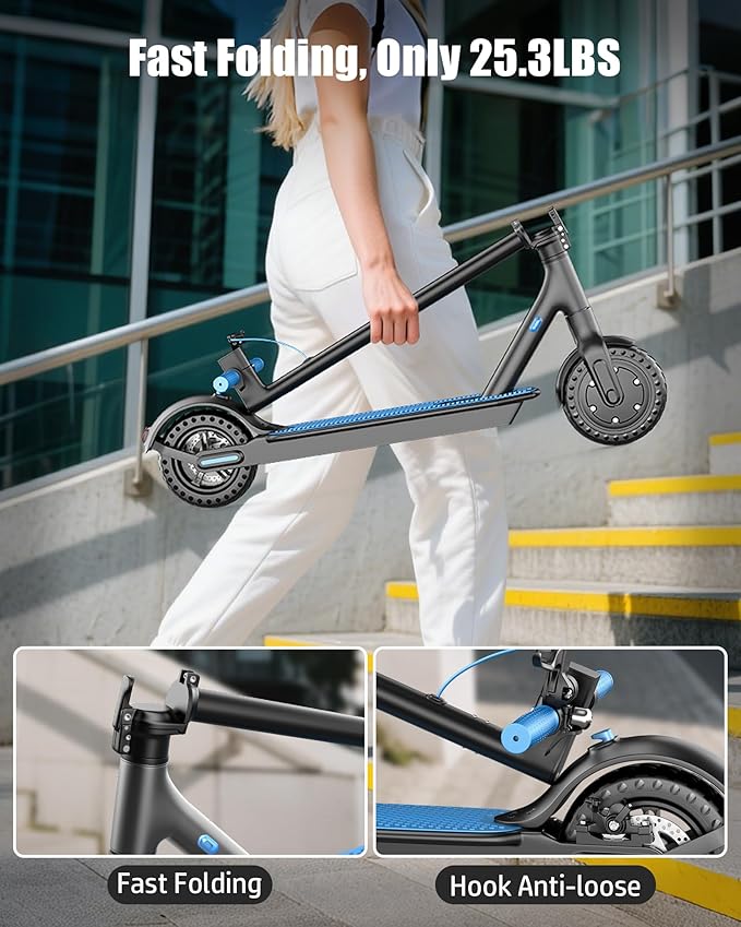 Electric Scooter for Adults, Peak 500W/650W Motor, 19/21 MPH Max Speed, 21/23 Miles Range, 36V Battery, 8.5" Solid Tires, App Control, Lightweight, Foldable Electric Scooter for Commuting, UL2272