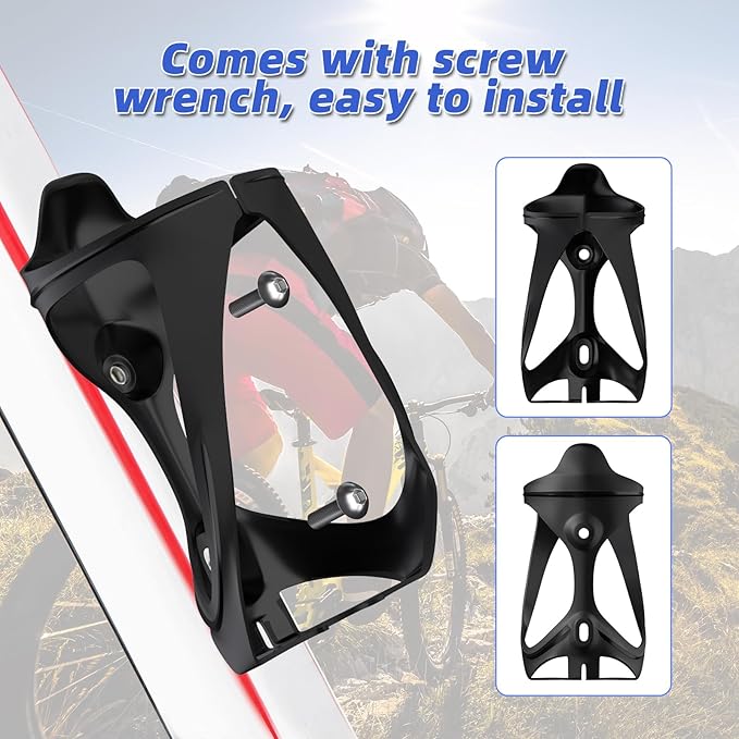 CITOOTY Bike Water Bottle Holder - 2 Pcs Ultralight Bicycle Cup Holder Cage with Screws Tool, Universal Resin Cycling Bottle Rack Brackets for Road MTB Mountain Bike, Fits for 2.75-3.94" Diameter Cup