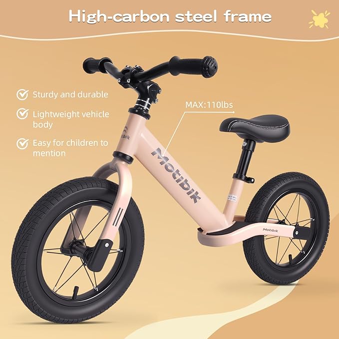Toddler Balance Bike 3 Year Old,12 Inch Inflatable Rubber Tires,No Pedal Kids Toy Bike for 3-6 Years Old,The Perfect First Bike 3-6 Boys Girls, Multiple Colors