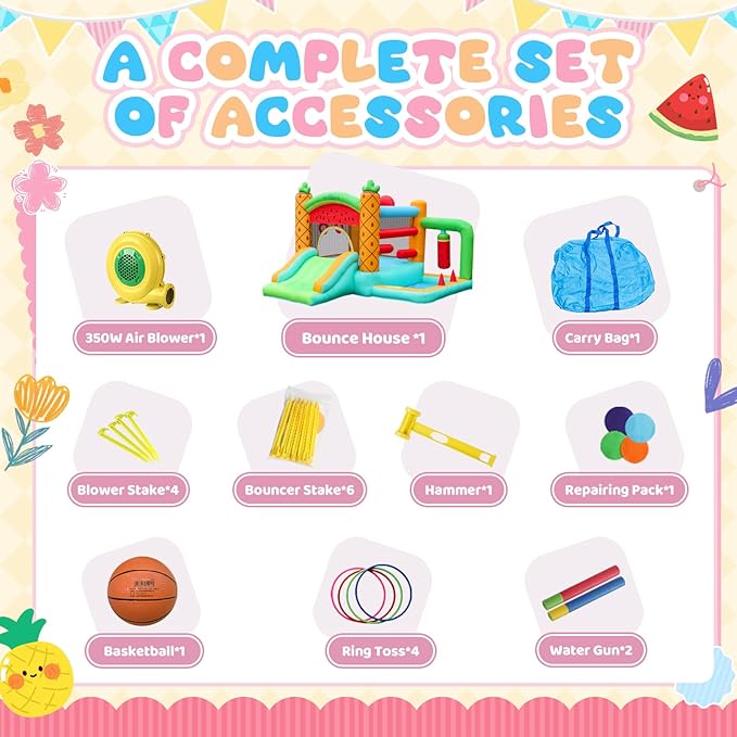 Bounce-House Bouncy-Castle Jump-House for Kids - Inflatable Bounce House with Slide for Indoor and Outdoor - Bouncy House with Blower - Ball Pit for Ages 3-8