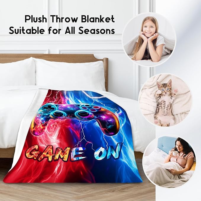 COZYAURA Kids Blanket - Gamer Blankets for Boys - Gifts Ideas for Teens - 50x60 Inches Gaming Flannel Throws Decor