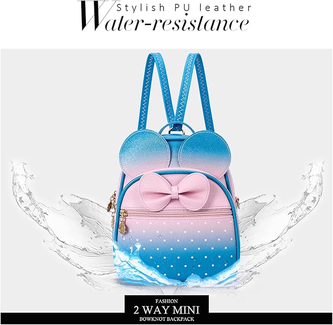 KL928 Girls Mini Backpack Bowknot Polka Dot Cute Small Daypacks Convertible Shoulder Bag Purse for Women