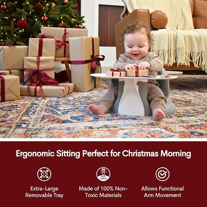 Upseat – The Original Ergonomic Baby Floor & Booster Seat with Tray, Developed with Physical Therapists for Upright Posture & Healthy Hip Development, 4–24 Months, Dishwasher-Safe Extra-Large Tray