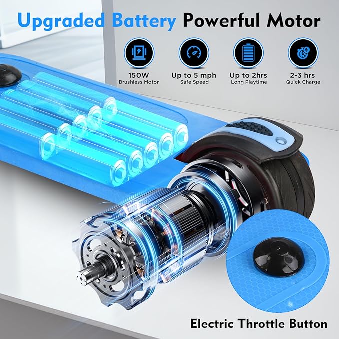 3 Wheel Electric Scooter for Kids Ages 3-12, w/Full Body Lights Up, DIY Stickers, 3 Adjustable Heights, 5Mph Safe Speed, 90min Riding, BLISSRIDE Foldable Kids Electric Scooter for Boys & Girls