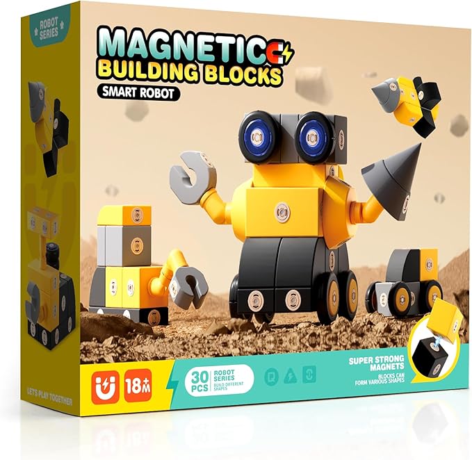 Joyfresh Foam Magnetic Blocks for Toddlers, 30pcs,Big Building Block for Kids 2 3 4 5 Years Old, Soft EVA Blocks Toys Gifts for Boys Girls