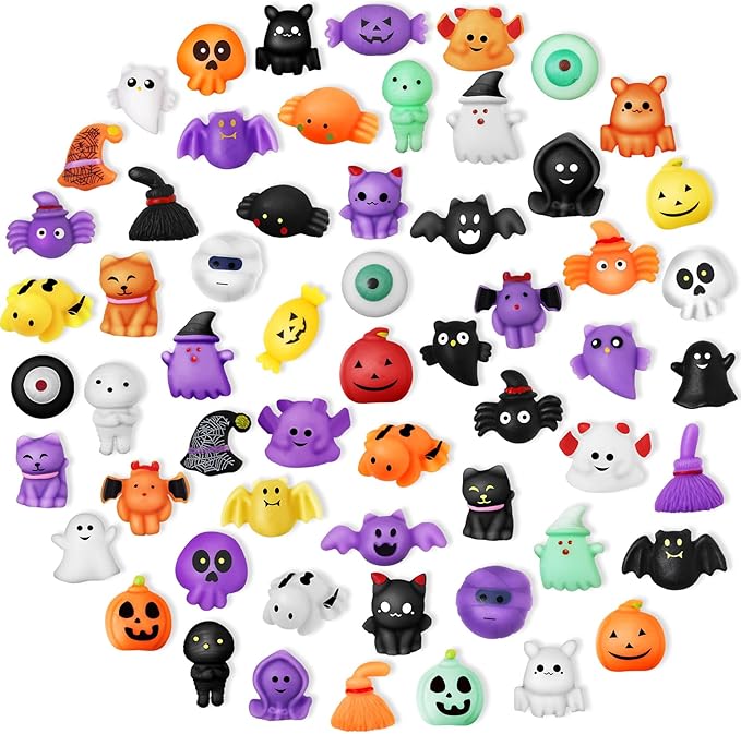 Halloween Party Favors for Kids-60Pack Halloween Squishy Toys,Mini Stress Relief Toys in Bulk,Halloweens Goodie Bag Fillers Gifts for Kids,Trick Or Treat Bags Toys Bulk,School Classroom Rewards Prizes