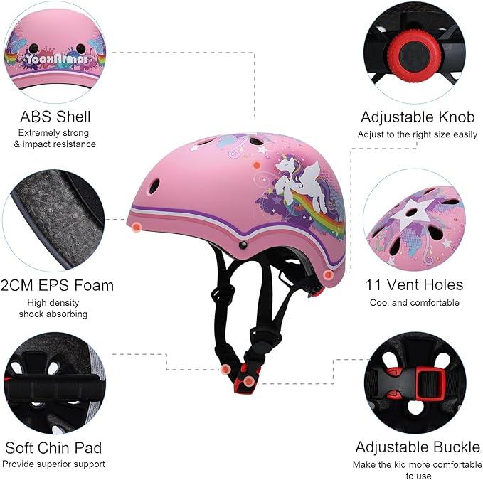 Adjustable Toddler Helmet, Kids Bike Helmets for Boys Girls 3-5/4-6/5-8 Years, Protective Gear Set for Bicycling/Skateboarding/Rollerblading/Scootering