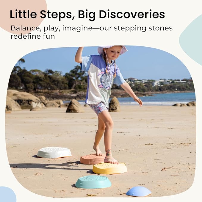 Tiny Land Stepping Stones for Kids, 5pcs Non-Slip Toddler Stepping Stones, Sensory Stepping Stones for Promoting Toddler's Balance & Coordination Skills, Stepping Stones for Toddlers 3-5