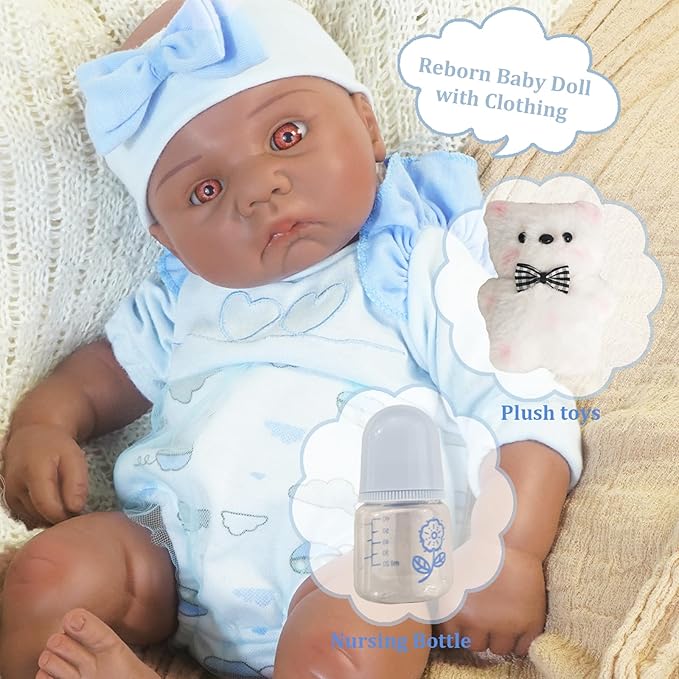 16.14 in Full Silicone Reborn Baby Dolls, 1:1 Lifelike Newborn Dolls Non Vinyl Realistic Reborn Toddler Dolls Boy Washable Sleeping Doll