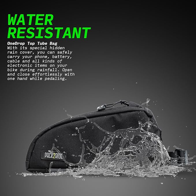 Onedrop Bike Frame Bag - Water Resistant Top Tube Bike Bag with Durable Cordura Fabric, Front Bicycle Storage & Bikepacking Pouch, Cycling Accessories for Biking Travel (Black)