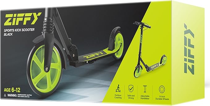 ZIFFY Scooter for Kids with Hand Brake, Foldable Kick Scooter for Ages 6-12, Lightweight Scooter for Boys with 4 Adjustable Heights, ABEC9 Bearings, Supports Up to 260 lbs by Jova