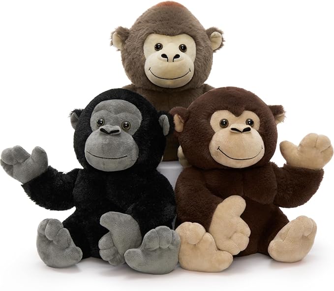Tezituor 3 Packs Gorilla Stuffed Animals, Orangutan Plush Toy Gifts for Kids 12 Inches