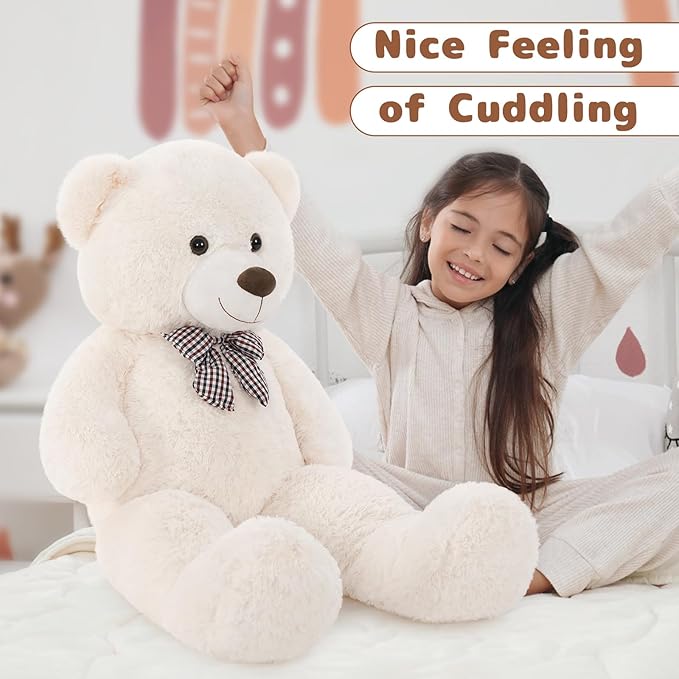 MaoGoLan Giant Teddy Bear Plush Toy - Ultra Soft & Cute Large Stuffed Animal 39 inches, Perfect for Baby Showers, Birthdays, Valentine’s Day Gifts (Kids, Couples, Family),Beige