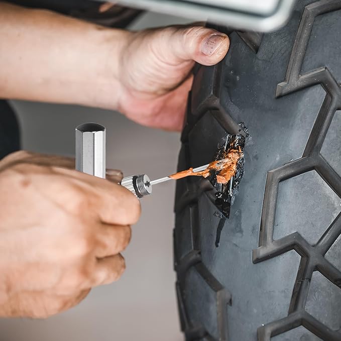 HARFINGTON Tubeless Bicycle Tire Repair Kit Bike Patch Tool Fix Puncture Flat with Plug Tool and Plugs for MTB Road Bicycle Tire, Black