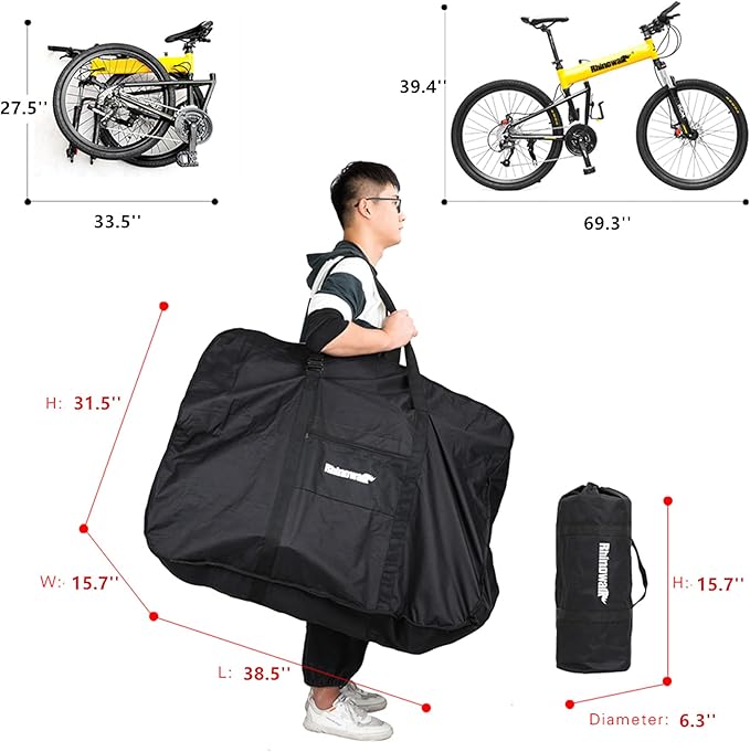 HUNTVP Bike Travel Bag 26 inch Folding Bike Bag Case Box Thick Bicycle Folding Carry Bag Pouch,Bike Transport Case for Air Travel