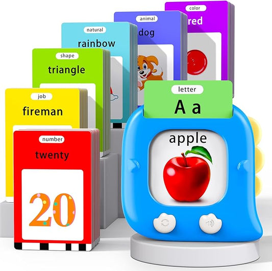 Kidzdo Dinosaur Talking Flash Cards with 254 Words, Birthday Gifts for Ages 1-6 Boys, Educational ABCs Learning Toys, Toddlers Pocket Speech Therapy Toys for 2 3 4 5 6 Year Old Kids, Blue