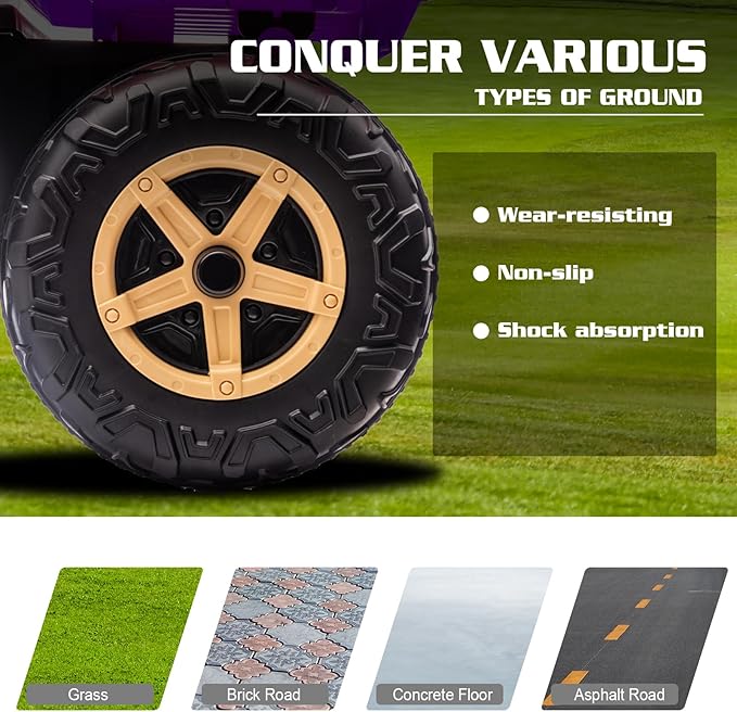 POSTACK 24V 2 Seater Electric Dump Truck for Kids, Ride on Tractor Battery Powered Electric Vehicle with Parental Remote Control, UTV for Kids to Drive w/Bluetooth, Music, Purple