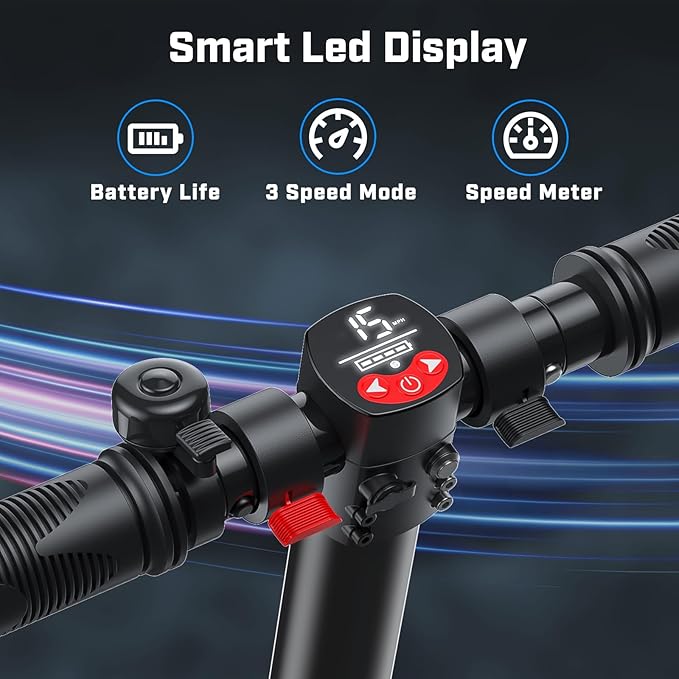 Caroma Electric Scooter for Kids Ages 6-14, 250W/180W/150W Motor & 15 Mph, 85 Mins Ride Time, Adjustable Height & Speed, LED Display, Kids Electric Scooter, Best Gifts for Boys & Girls