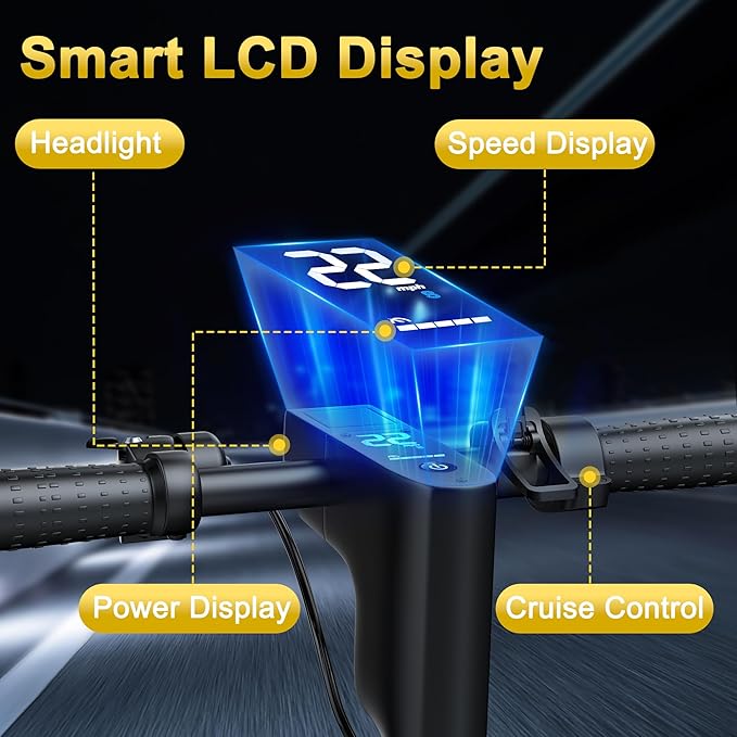 Electric Scooter, 350W/500W Powerful Motor, 19/22 MPH Max Speed, 15/21/28 Miles Range, with 8.5"/10" Solid Tires, Lightweight Foldable Kick Scooter with Dual Braking Systems, Smart APP, Cruise Control