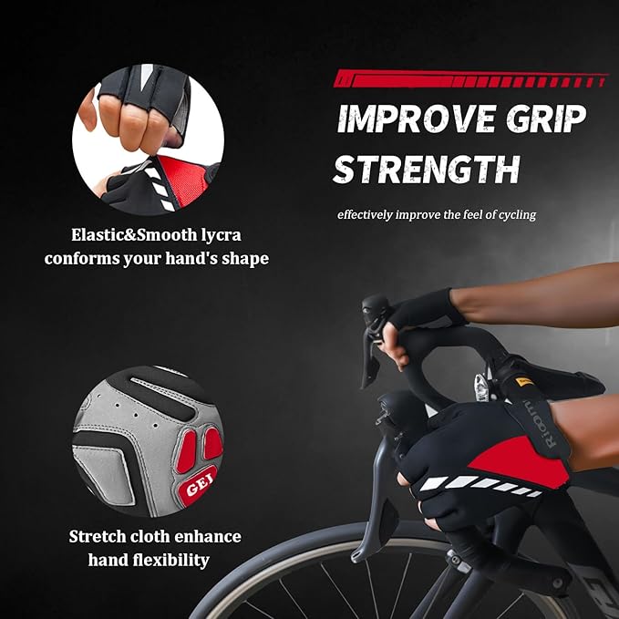 Cycling Gloves,Gel Padded Bike Gloves for Men Cycling,Anti-Slip & Shock-Absorbing Lightweight & Breathable Design Road Bicycle Half Finger for Women
