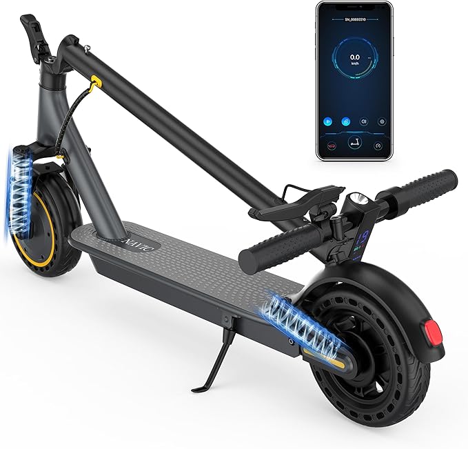 NAVIC Electric Scooter with Dual Suspension/Braking, 350W/500W Motor, 19/22 Mph, Max 22/27/49Mi Range, Foldable E Scooter for Adults with App