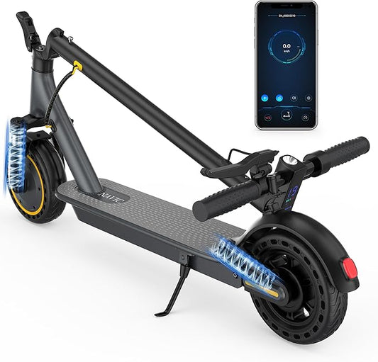NAVIC Electric Scooter with Dual Suspension/Braking, 350W/500W Motor, 19/22 Mph, Max 22/27/49Mi Range, Foldable E Scooter for Adults with App