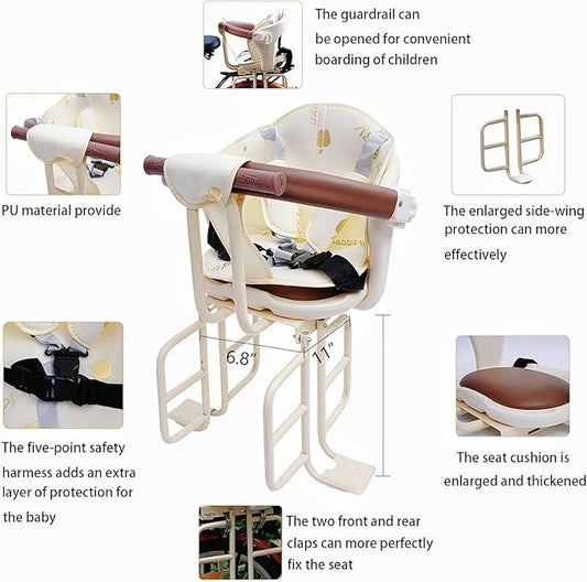 Rear Kid's Bike Seat,Rear Mounted Child Bike Seat Wraparound Attachment for Adult Bike with Armrest Harness and Pedals,Toddler Bike Seat for Child Ages 6 Months to 6 Years(Up to 110lb)