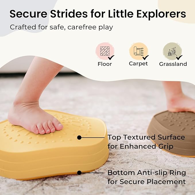 Tiny Land Stepping Stones for Kids, 5pcs Non-Slip Toddler Stepping Stones, Sensory Stepping Stones for Promoting Toddler's Balance & Coordination Skills, Stepping Stones for Toddlers 3-5