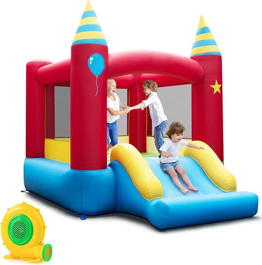 BOUNTECH Inflatable Bounce House, Bouncy House for Kids 3-10 Indoor Outdoor Family with Large Jumping Area, Slide, 480w Blower, Mini Bounce House for Toddler Boys Girls Birthday Backyard Party Gifts