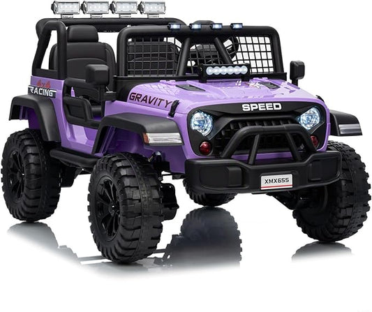 24V 2 Seater Kids Electric Truck with Parent Remote Control, 4WD Ride on Car for Toddlers & Kids 4-8, 100Min Battery, Dual Motor, All Terrain Electric Vehicle Gift for Boys Girls