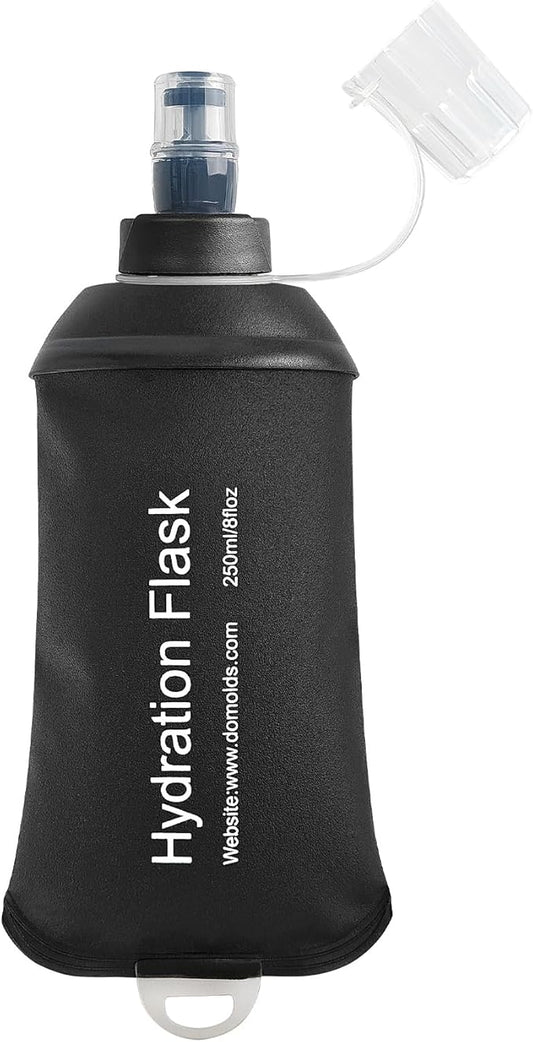 250ml Soft Flask Soft Water Bottle for Running, Hiking, Travelling, Cycling and Climbing - Black