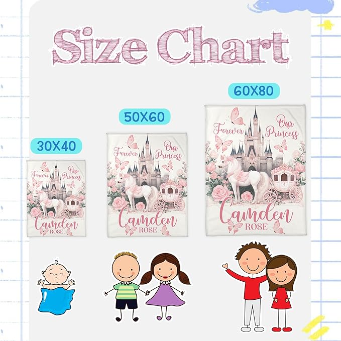 Zocoshi Personalized Princess Blanket - Custom Newborn Photo Prop, Fairy Tale Nursery Decor, Cozy Crib Keepsake, Perfect