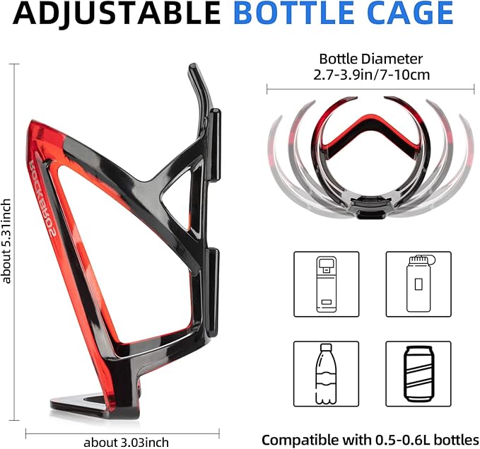 ROCKBROS Bike Water Bottle Holder Ultra-Light Bicycle Bottle Cages with Screws Tool, Universal Bike Cup Holder for Road MTB Mountain Bikes Cycling Accessories（2 Pack）