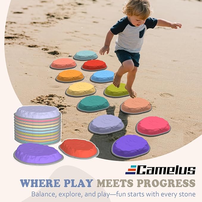Stepping Stones for Kids, 12 PCS Balance Stepping Stones for Toddlers, Non-Slip Obstacle Course Sensory Toys Indoor Outdoor, Balance River Toys for Birthday, Children's Day and Christmas Gift